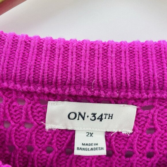 On 34th Womens Plus Size 2X Crewneck Spring Cotton-Blend Open Knit Sweater $59 - Picture 6 of 8